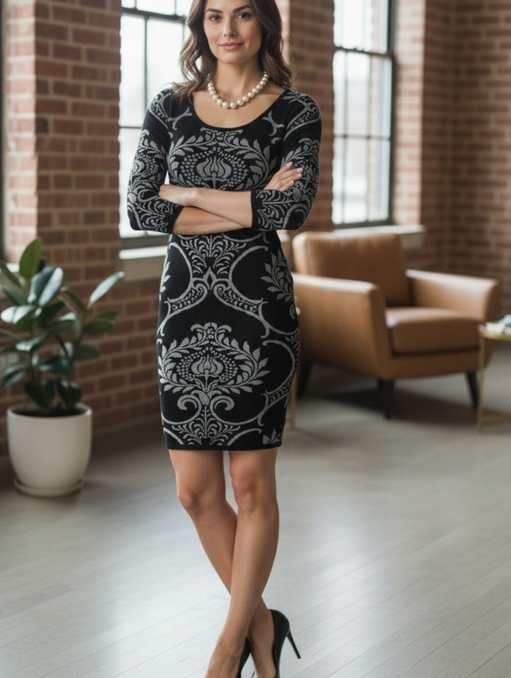 Forever 21 Bodycon Black/Gray Knit Dress Women's Sz S Form Fitting Flirty Sheath